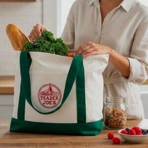 Trader Joe's Large Green Canvas Tote Bag (Limited Edition Collector's Item)